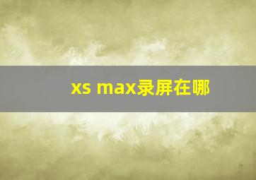 xs max录屏在哪